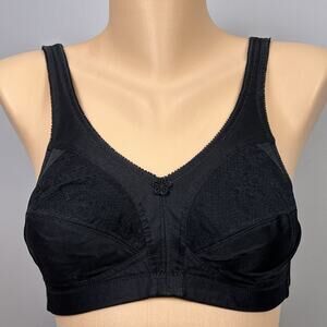 Vintage Underscore Bra 34B Wire Free Unlined Black Full Coverage 79027-9 Nylon